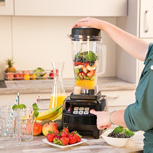 Küchenmixer Test Ultratec Professioneller Standmixer (2,0 Liter, 1500 Watt, 6 Edelstahlmesser, inkl. Stößel und Smoothie Rezeptbuch), schwarz - 2