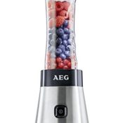 Mixgerät Test AEG PerfectMix SB 2400 Mini Mixer mit 0,4 PS-Power-Motor (bis zu 23.000 U/min, 4 Edelstahlmesser, bruchfeste 0,6 l BPA-freie Tritan-Trinkflasche, Standmixer mit gebürstetem Edelstahlgehäuse)